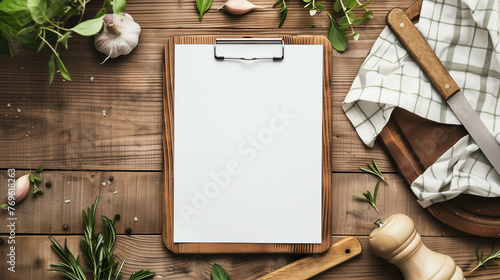 empty menu on a laid table topview photo