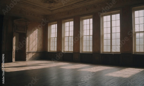 Serene Empty Room with Wooden Floors, Green Walls, and Natural Light