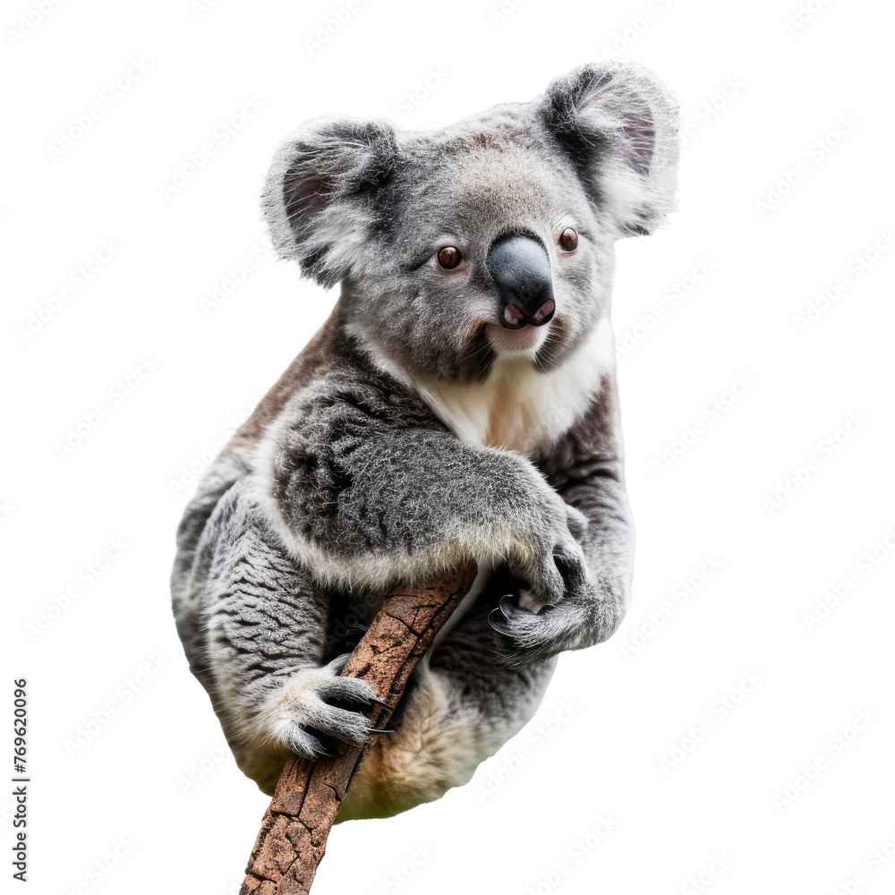 Fototapeta premium The Delicate Balance of Koala Life Isolated On Transparent Background
