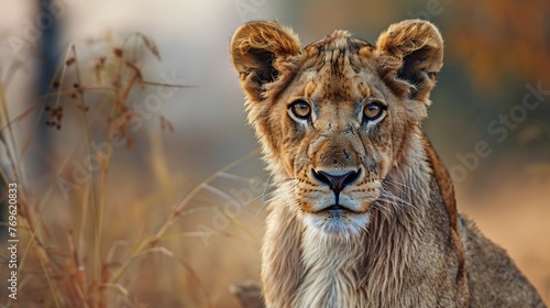 lion cub in the grass © Spyrydon