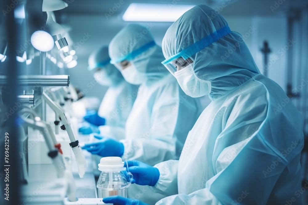 Fototapeta premium Generated with AI image of scientist doing research explore analysis in a laboratory