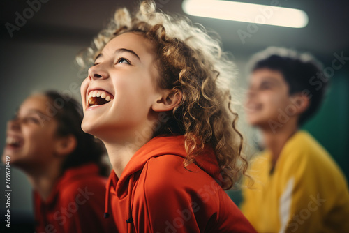 Young students and pupils in school college library on a break spending study year back school Generative AI