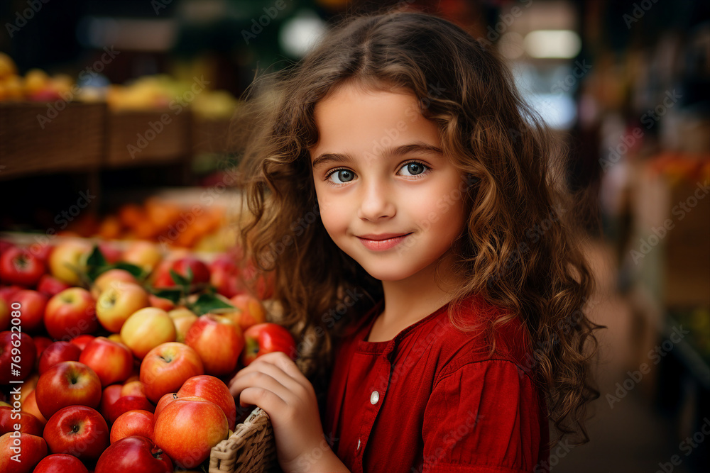 Fototapeta premium Smiling person enjoying a day at the farmers market generative AI image