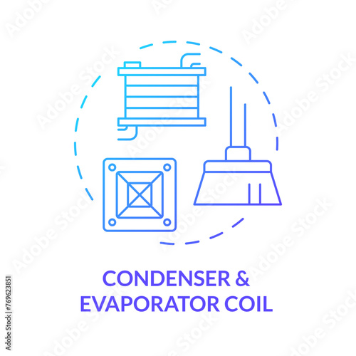 Condenser and evaporator coil blue gradient concept icon. Cleaning and maintenance of hvac components. Round shape line illustration. Abstract idea. Graphic design. Easy to use in promotional material