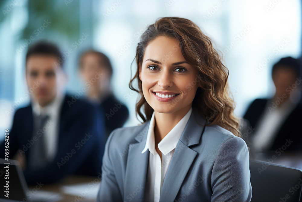 Corporate meeting with successful business people in modern workstation building Generative AI Corporate meeting with successful business people in modern workstation building Generative AI
