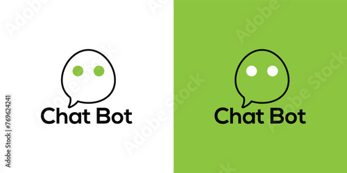 Chatbot icon. Bot sign design. Chat bot logo concept. Robot head in speech bubble. Online customer support service bot logo, UI UX element for web design. Virtual smart assistant. AI Robot silhouette.
