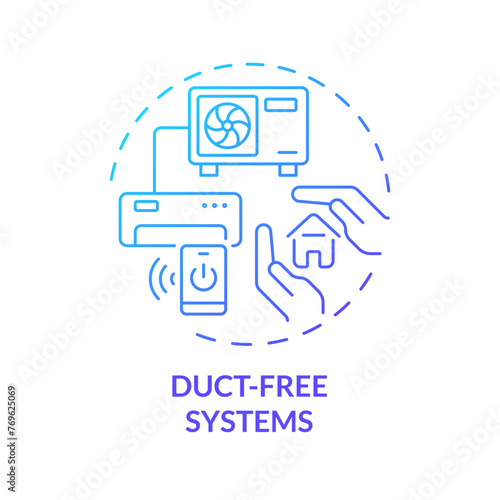 Duct free system blue gradient concept icon. Ductless mini-split systems. HVAC type. Round shape line illustration. Abstract idea. Graphic design. Easy to use in promotional material