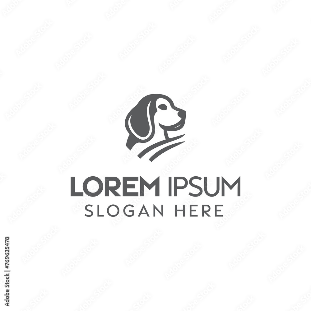 Abstract Dog Illustration Representing a Pet Care Brand Logo in Monochrome