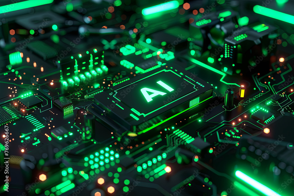 A black and green futuristic GUI with text AI A black and green futuristic GUI with text AI