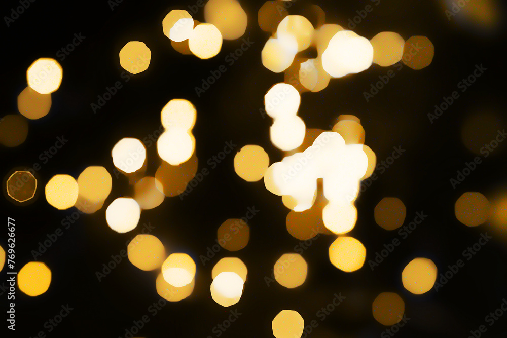 Colorful defocused bokeh lights blur sparkling dark background Gold lights Golden sparks glowing soft focus Luxury template New Year  Xmas Blurred texture Abstract motion template Christmas