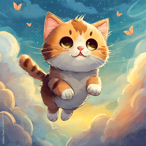 하늘을 나는 고양이, flying cat photo