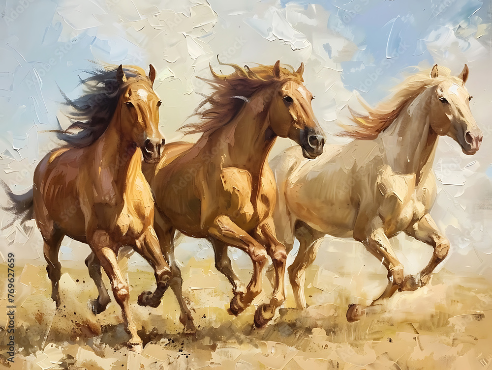 Fototapeta premium painting horse wall art, a symbol of progress and strength.