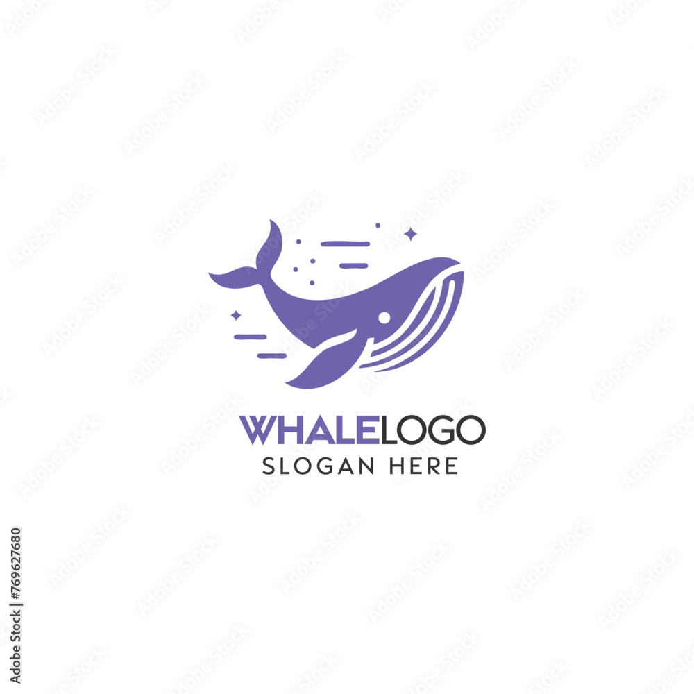 Obraz premium Stylized Whale Icon Illustrating a Modern Corporate Logo on a White Background