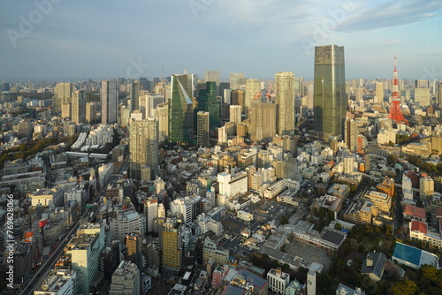 Panorama of Tokyo from the observation deck at Mori Tower.