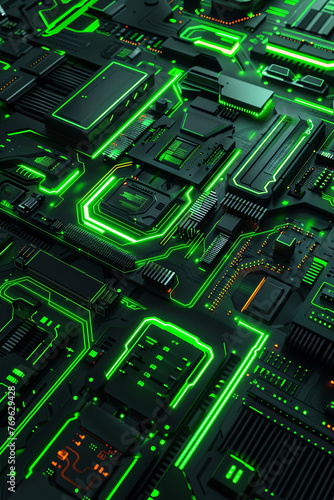 Wallpaper Mural A black and green futuristic GUI Torontodigital.ca