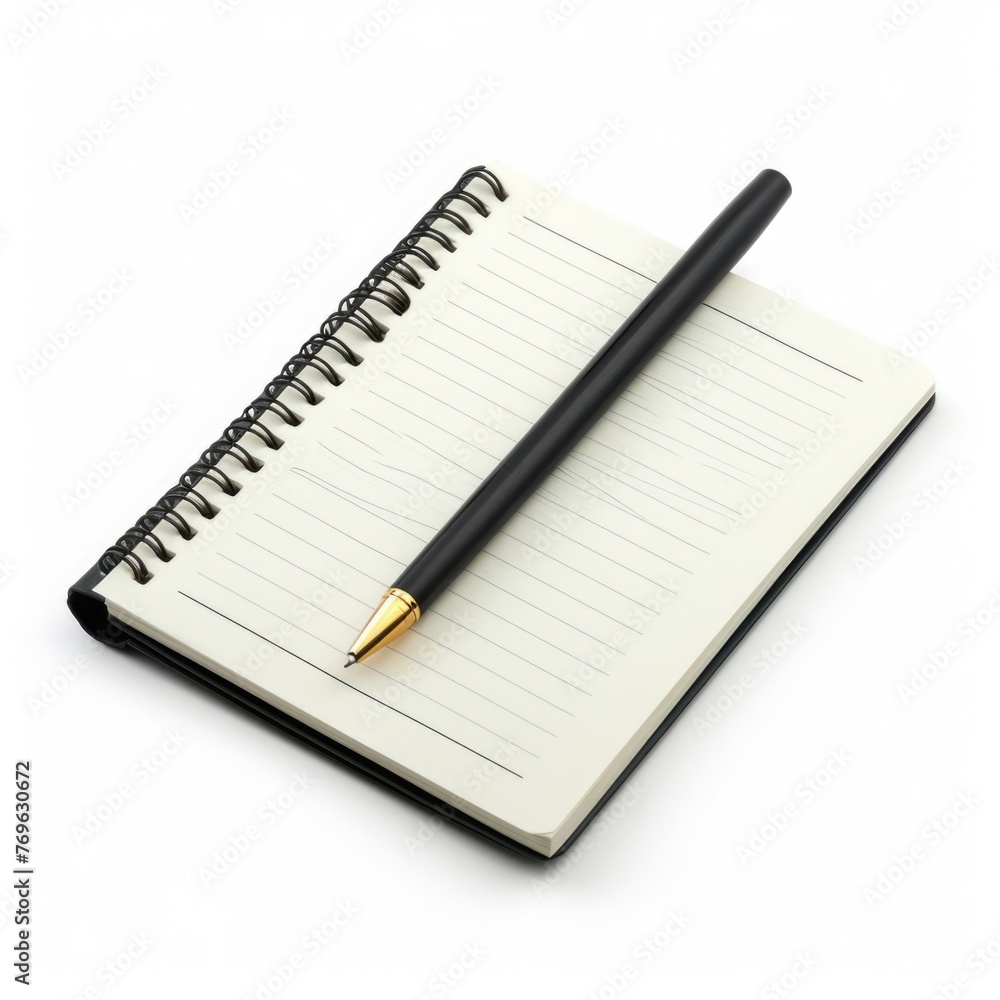 Notebook with pen isolated on white background Notebook with pen isolated on white background