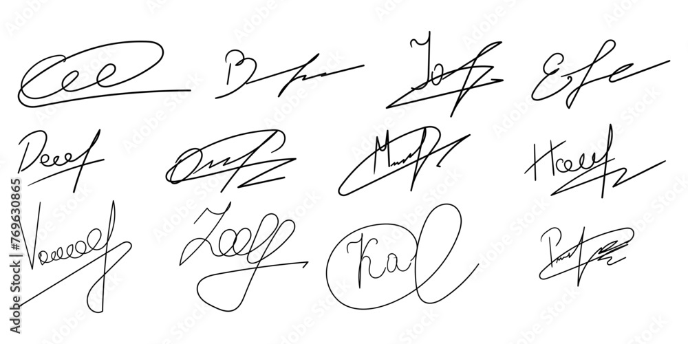 autograph or fictitious handwritten fake signature. vector on transparency background. autograph or fictitious handwritten fake signature. vector on transparency background.