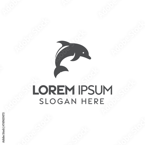 Elegant Black Dolphin Logo With Placeholder Text for Company Branding