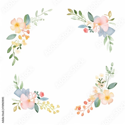 Floral borders and frames  clipart  watercolor illustration clipart  isolated on white background   watercolor  cute  character  uniq