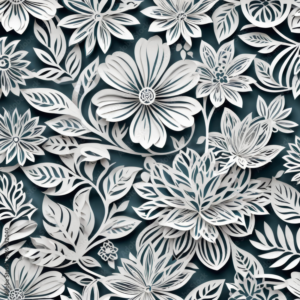Close Up of a Paper Flower Pattern. Generative AI