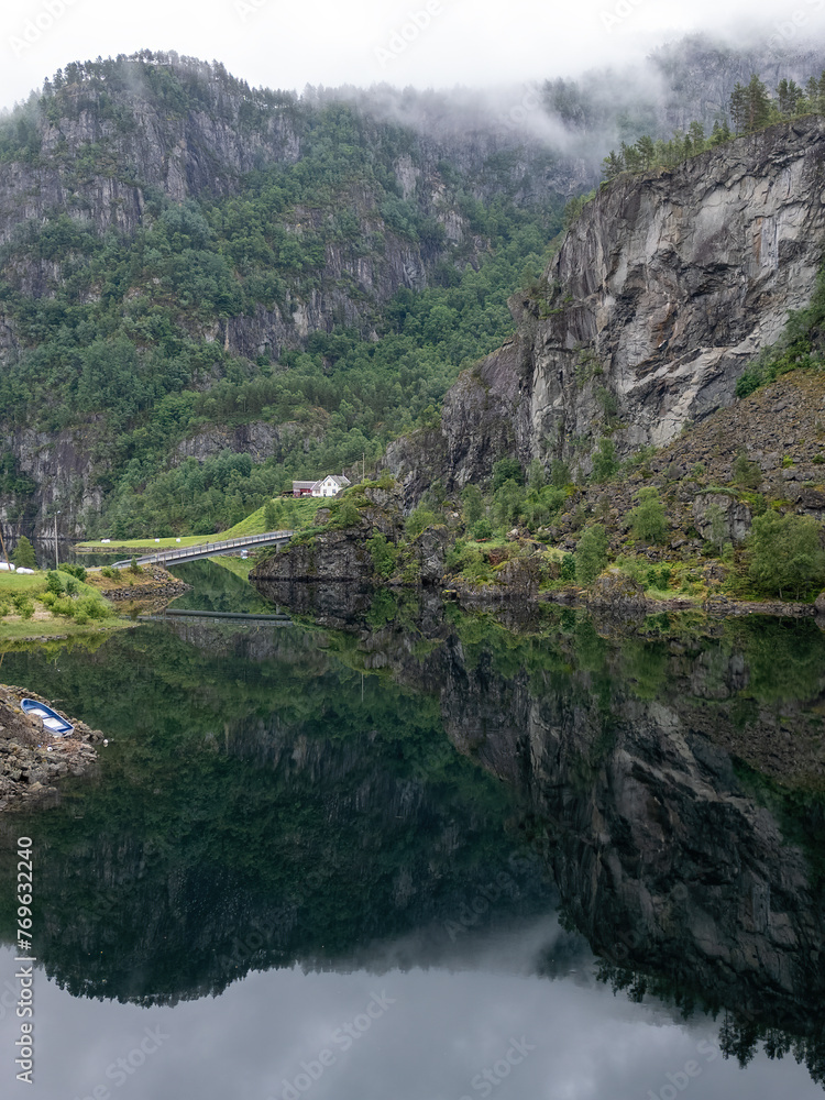 Lake with Alpine panorama in Norway