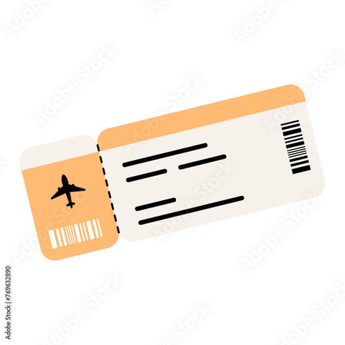An illustration of boarding pass and flying airplane tickets. Travel icon. Isolated on white.