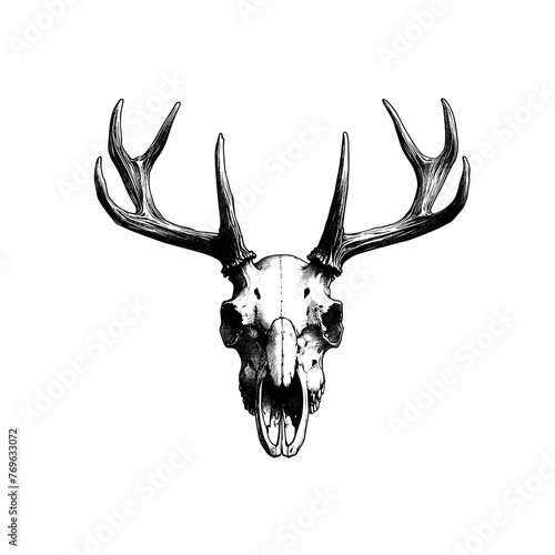 deer skull isolated on white