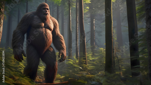 Big Foot Roaming Thru A Thick And Dense Forest