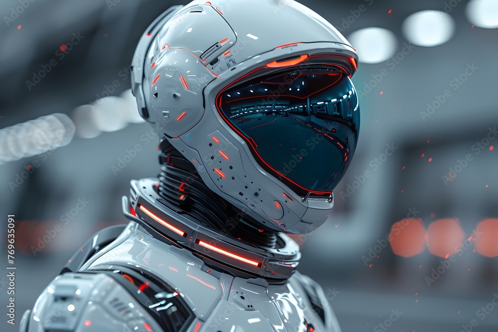 Futuristic Man in Suit and Helmet Futuristic Man in Suit and Helmet