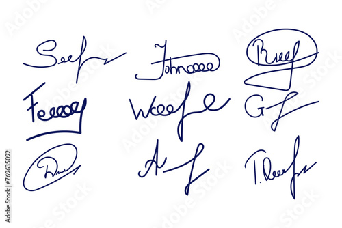 an autograph or a fictitious handwritten fake signature. Victor on a transparent background. blue ink