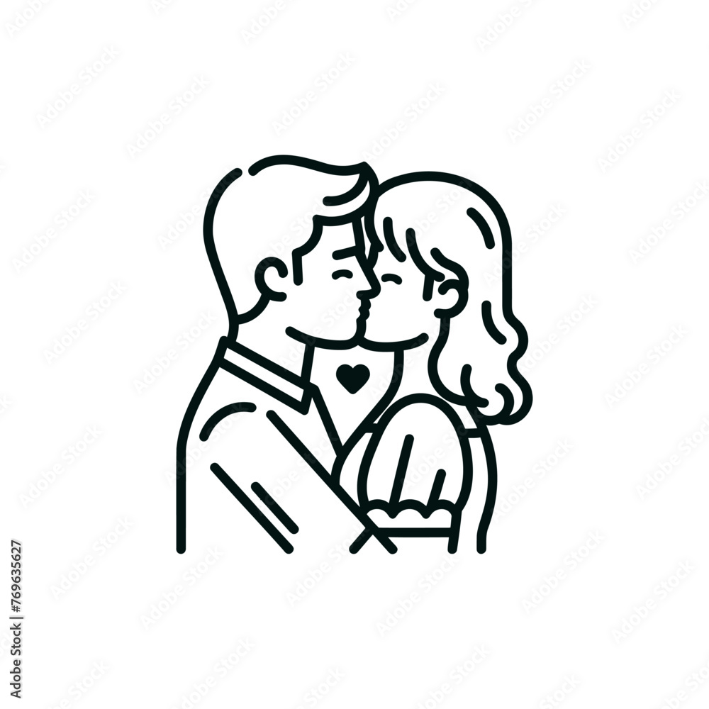Couple Kissing Vector Illustration on white background