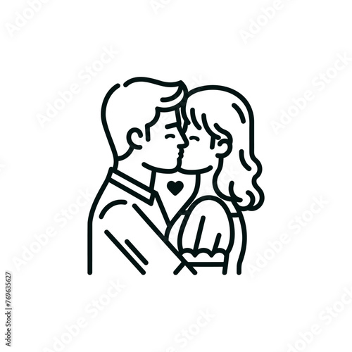 Couple Kissing Vector Illustration on white background © Sofia