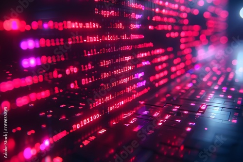 Close Up of Computer Screen With Red and Purple Lights