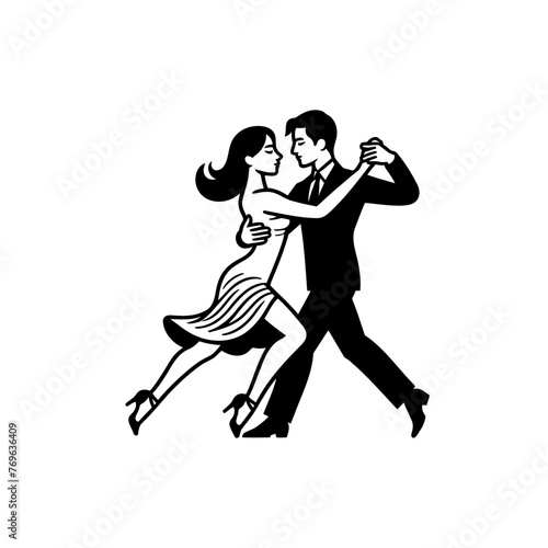 tango, man and woman, dance vector illustration on white background