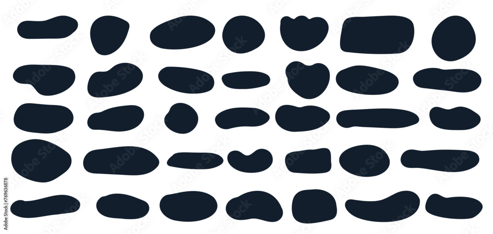 Fototapeta premium Irregular blob shape asymmetric elements. Vector illustration set. Heart, oval and crown form