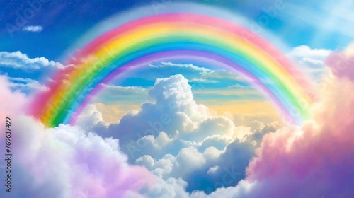 雲にかかる虹の壁紙 photo