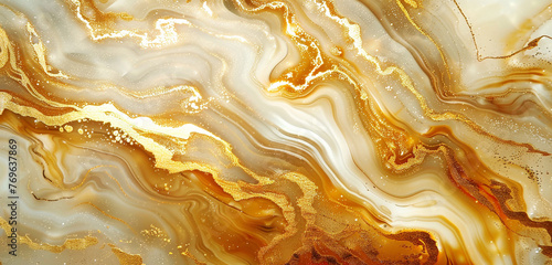 Liquid gold cascading in abstract patterns, creating a luxurious background.