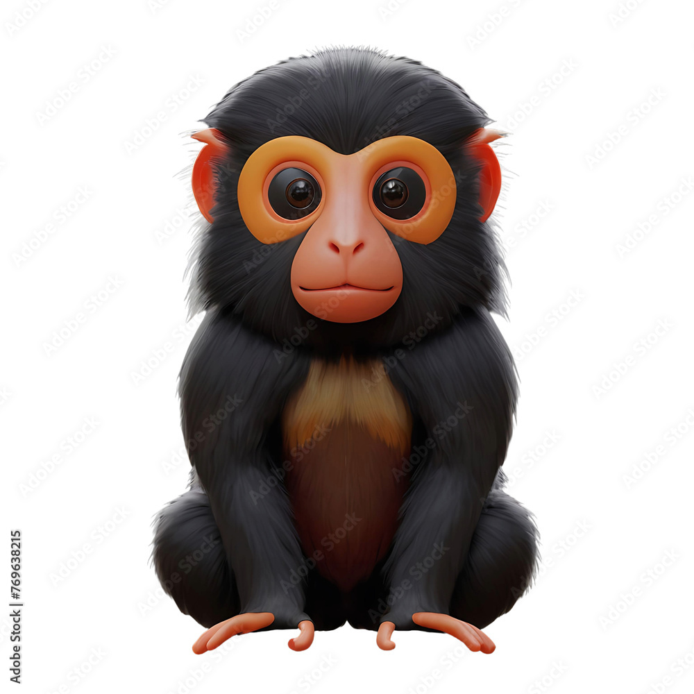 Fototapeta premium Red Handed Tamarin Animal Isolated 3d Render Illustration