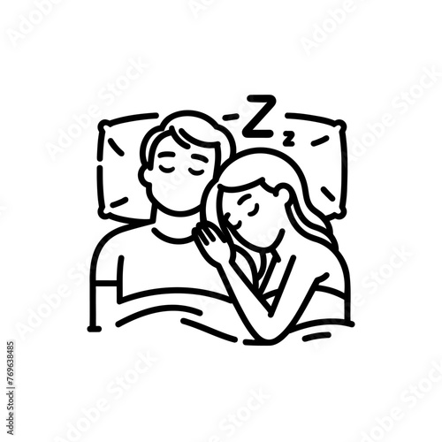 couple at bed. Sleeping time vector illustration on white background