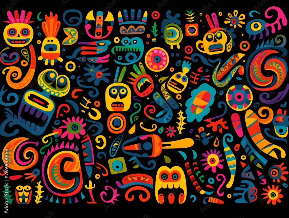 a colorful art with different shapes and patterns