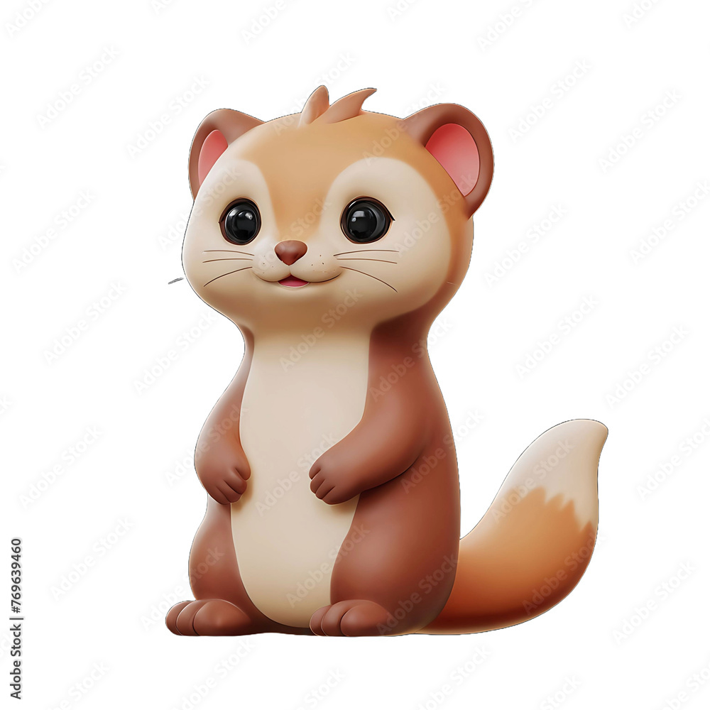 Stoat Animal Isolated 3d Render Illustration Stoat Animal Isolated 3d Render Illustration