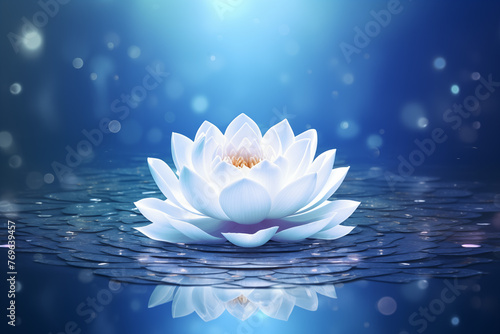 Magic flower on water  Serene Water lily magical flower. Bloom plant nature exotic purple flowers.fairytale background