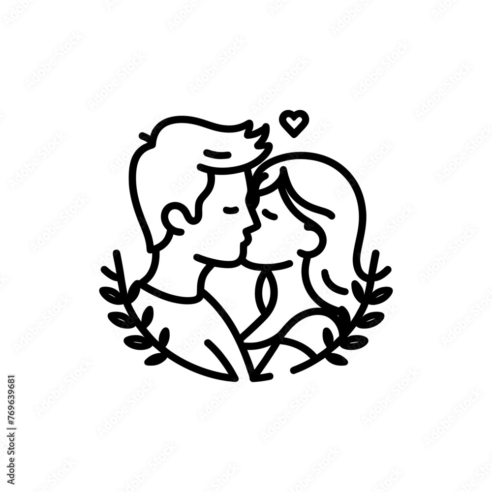 Couple Kissing Vector Illustration on white background Couple Kissing Vector Illustration on white background