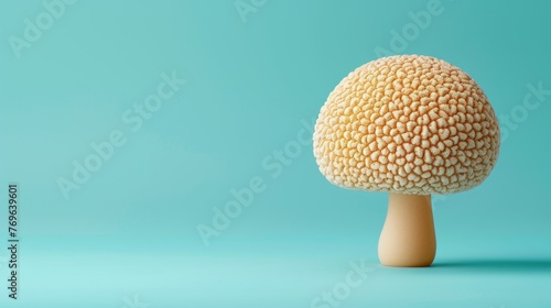 Ramaria sppmushroom coral on pastel colored background, creating a serene and captivating scene
