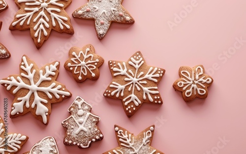 Delectable Gingerbread Cookie Display, A Tempting Showcase,Savor the Flavor, Gingerbread Cookies in the Limelight, Copy Space, Generative Ai
