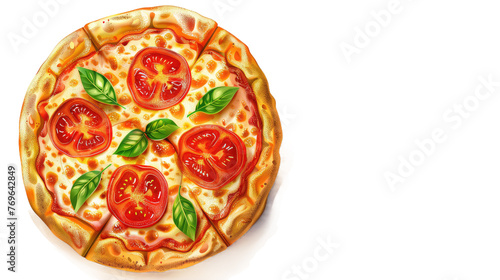 Margherita Pizza on Transparent Background PNG