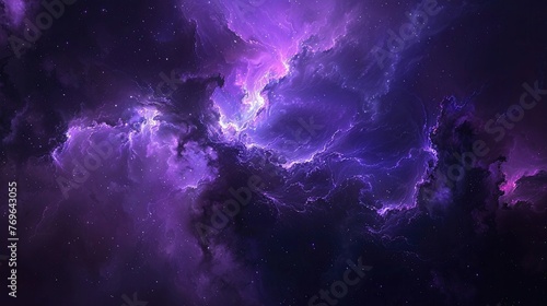 Deep space scene, purple and blue nebula clouds, distant stars, dark void ,professional color grading,soft shadowns, no contrast, clean sharp,clean sharp focus, digital photography,