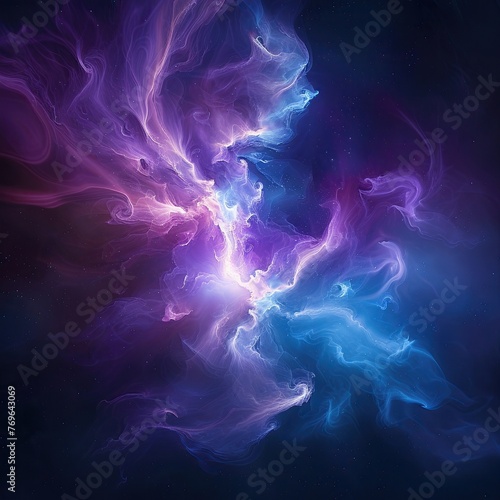 Ethereal purple and blue space nebula, wispy forms, celestial twilight illumination ,professional color grading,soft shadowns, no contrast, clean sharp,clean sharp focus, digital photography,