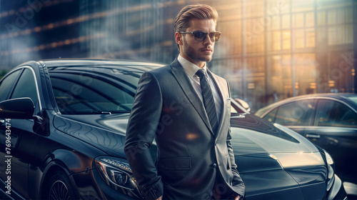 Businessman standing confidence in front of luxury car © thesweetsheep
