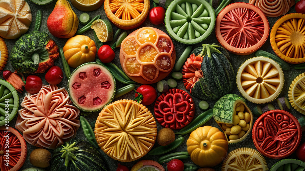 Intricate Decorative Food Carvings for Cultural Festivals Intricate Decorative Food Carvings for Cultural Festivals